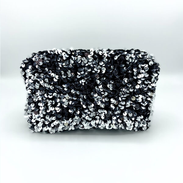 Trousse sequins argent