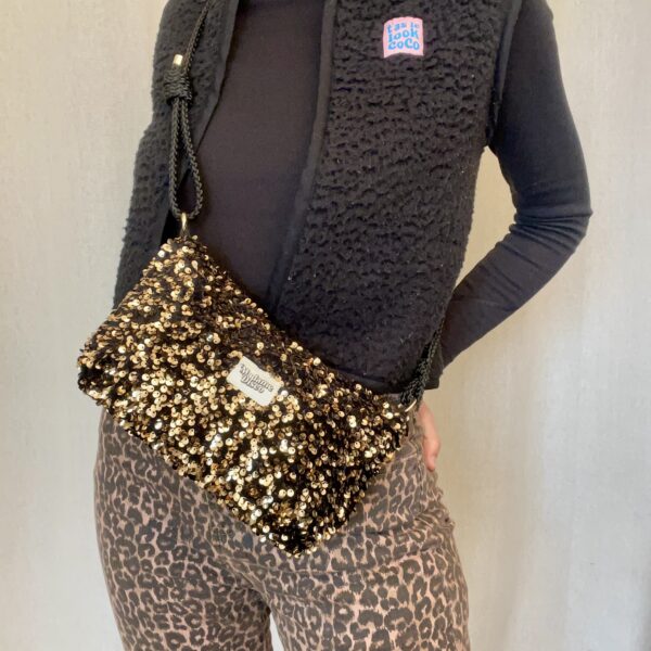 Sac à main avec anse réglable et interchangeable SEQUIN DORÉ !