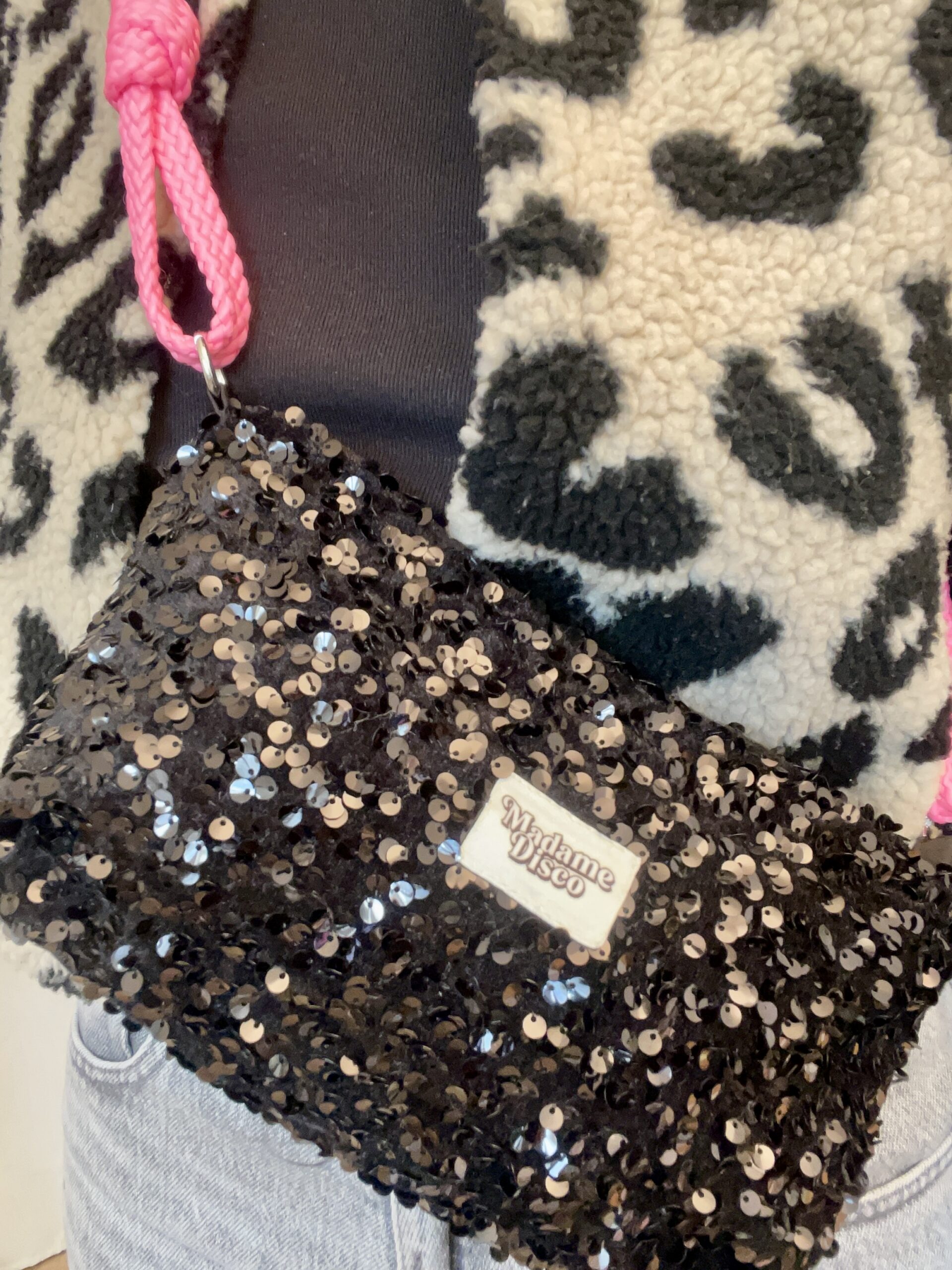 Sac à main avec anse réglable et interchangeable SEQUIN NOIR ! – Image 2