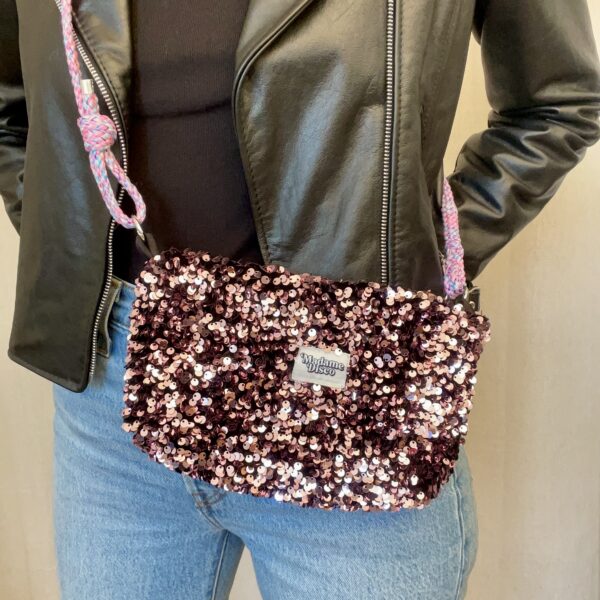 Sac à main avec anse réglable et interchangeable SEQUIN ROSE