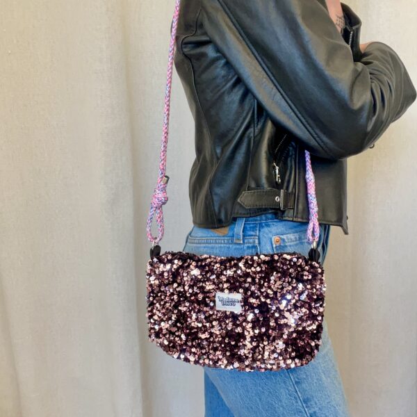 Sac à main avec anse réglable et interchangeable SEQUIN ROSE